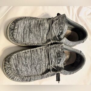 Hey Dude Men's Knit Slip-On Shoes in Gray and White